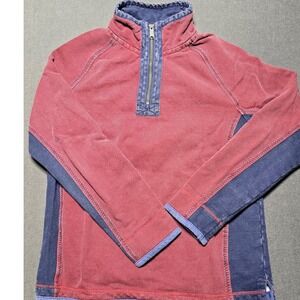 Fat Face The Airlie Quarter Zip Pullover Sweatshirt Red Navy Blue Mens‎ Medium